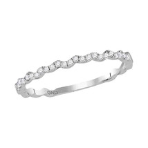 14kt White Gold Womens Round Diamond Slender Stackable Band Ring 1/8 Cttw - £191.84 GBP