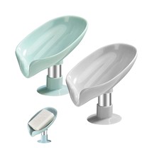 Bar Soap Holder Self Draining Soap Dish With Suction Cup Bathroom Soap Box Tray - £11.93 GBP