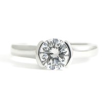 Authenticity Guarantee 
Round Half Bezel Solitaire Diamond Engagement Ring 14... - £1,538.67 GBP