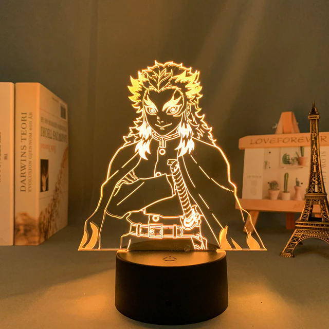 Anime Demon Slayer LED Acrylic Night Light Rengoku Hashira Figure No Yaiba Gift - £19.74 GBP
