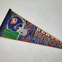 Vintage 1980s Denver Broncos NFL Wincraft Made in USA 30” Pennant Bar Flag - £25.52 GBP