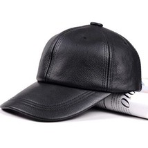 RY9112 ed New Male Casual Leather Baseball Cap For Men Real hide Black/Beige  Me - £96.26 GBP