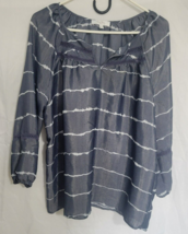 Coral Bay Petite Womens Blouse Size PXL Blue Striped Flowy Lightweight Top - $14.99