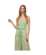 GiGiO Sage Green Strapless Woven Solid Sleeveless Top Smocked Ruffle Jum... - £14.46 GBP