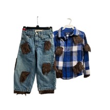 Childrens Place Werewolf Boys 2T 3T Dress Up Costume Jeans Flannel Tail fur - $24.74