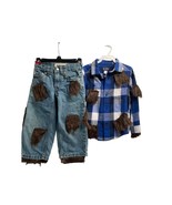 Childrens Place Werewolf Boys 2T 3T Dress Up Costume Jeans Flannel Tail fur - $24.74