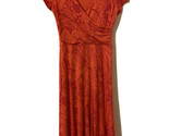 LL bean xxs Petite Orange Red Fit Flare Faux Wrap Knit Jersey cap sleeve... - $15.79