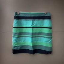 Loft Skirt Womens Size 0 Green Black Striped Career Office Classic Pencil Mini - $7.78