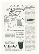 Print Ad Guinness Stout Beer &amp; Oysters Famous Combo 1938 3/4-Page Advertisement - £7.57 GBP