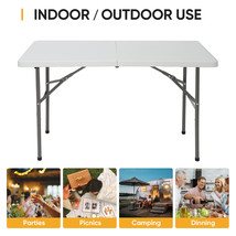 4Ft Plastic Folding Table Heavy-Duty Table For Outdoor Indoor Camping Pa... - £70.76 GBP