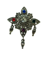 Vintage Signed Designer Bob Mackie Maltese Cross Brooch Pin Silver Tone ... - £25.17 GBP