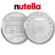 € 5 2021 Italia Nutella Plata de Ley 925 Moneda Blanco Versión Excelencia - $130.57