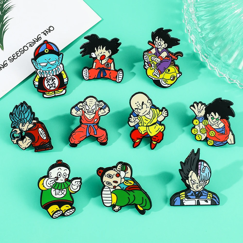 Dragon Ball Enamel Brooch Anime Figure Son Goku Badge Clothing Pins for Backpack - £9.16 GBP