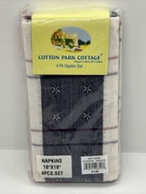 Cotton Park Cotton Set 4 Napkins 18&quot;x18&quot; Square Shooting Star Patriotic 4th July - £13.33 GBP