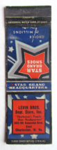 Levin Bros. Dept. Store - Charleston, West Virginia Matchbook Cover  Star Shoes - £1.39 GBP