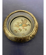 Frank M Whiting pheasant glass coaster with silver edge - $695.27 MXN
