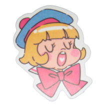 Anime Girl Singing Pink Bow Blue Hat Blonde Hair Cute Chibi Kawaii Sticker - £1.76 GBP