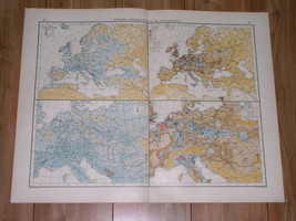 1905 Antique Map Of Central Europe Germany Poland Population Density / Rainfall - £14.14 GBP