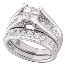 14k White Gold Princess Diamond Bridal Wedding Engagement Ring Set 3.00 Ctw - $4,998.00