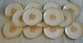 Golden Wheat 6&quot; dessert plates Homer Laughlin Vintage 1950&#39;s MCM Set of 13 - £42.77 GBP