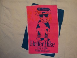 Vintage Heifer Hike 1990 White Rock Lake TX Souvenir White T Shirt Size XL - £13.30 GBP