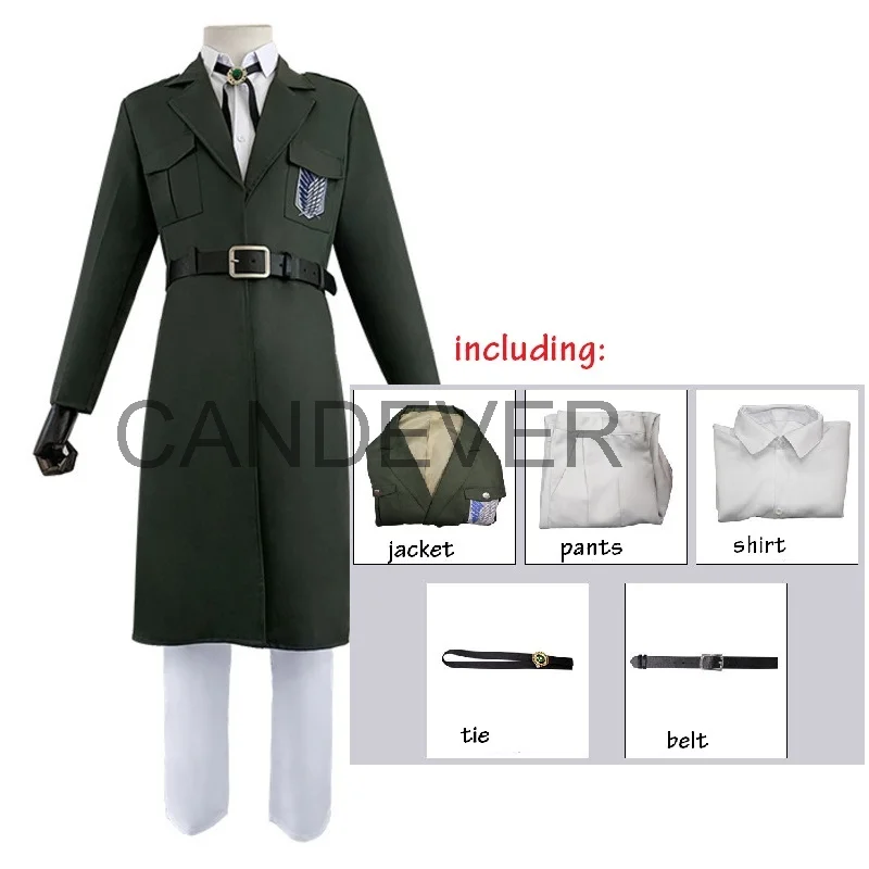  levi ackerman Trench  survey corps green jacket Trench cosplay Costume Mikasa S - £150.60 GBP