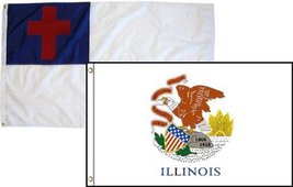 2x3 Christian Christ &amp; State Illinois 2 Pack Flag Wholesale Combo 2&#39;x3&#39; Banner G - £7.56 GBP