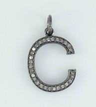 Initial Pendant Pave Diamond Name Necklace 925 Silver Diamond Alphabet Charm. - $98.18