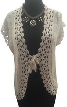 Cache White Silver Metallic Peek A Crochet Vest Top New S/M Stretch $128... - £39.99 GBP