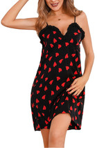 RH Sexy Sling Heart Print Chemise Full Slip Babydoll Nightgown Sleepwear... - $14.99
