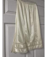 Vtg Adonna Petticoat Half Slip Beige Size Small Side Slit Lace Trim - $10.95