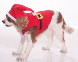 Santa Suit Costume For Dogs &amp; Cats XS-SMALL One Piece Costume w/ATTACHED Hat - £4.62 GBP