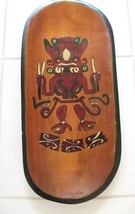 Africa Hand Carved Painted Tray Plate Wall Art Signed J Coumrt 23&quot;X10.5&quot; Vintage - £46.98 GBP