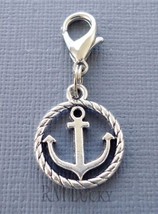 Anchor round Clip On Charm Pendant Fits Link Chain C25 - £2.34 GBP