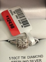 Genuine Diamond .925 Sterling Silver Square Ring Size 7 - £43.06 GBP