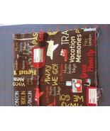 fabric- World travel on brown approx 17” x 42” - €3,81 EUR