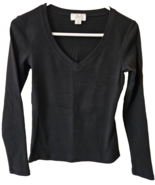 Ann Taylor LOFT  Womens Top Shirt Size XS Black 100% Cotton Long Sleeved... - $18.98 CAD