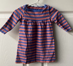 Baby Boden Blue Striped Dress Orange  Size 3 to 6 Months Cotton Pullover - £7.27 GBP