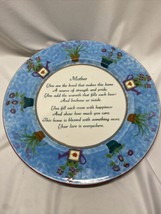 Mother Plate With Poem Flowers Gardening Mother&#39;s Day By About Face 12” Blue - £15.88 GBP