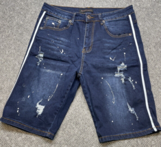 M.Society Dark Denim Jean Shorts Splatter Shorts Men's Size 32 KG JD - $9.89