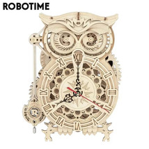 Robotime Rokr 161pcs Creative DIY 3D Owl Clock Wooden Model Building Block Kits  - £55.60 GBP