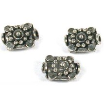 3 Bali Beads Square Flowers Necklace Bracelet Parts - £5.77 GBP