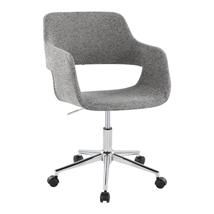 Margarite Contemporary Task Chair in Chrome Metal and Grey Fabric by Lum... - $0.00+