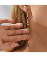 Geometric Round Colorful Crystals Beaded Earrings - $15.69