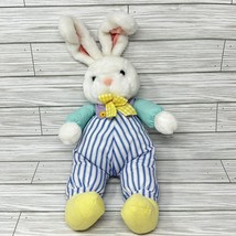 Hallmark Hugsley Bunny Rabbit Plush Blue Stripe Overalls 18 In Easter Spring Toy - £13.18 GBP