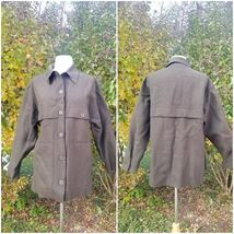 Vintage 90s Anne Klein 2 boiled Green Military wool women shirt jacket M - $54.45