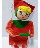 Pixie Elf Knee Hugger Christmas Ornament Retro Mod Vintage Japan Cloth F... - £20.91 GBP