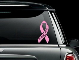 Breast Cancer Survivor Ribbon Cut Vinyl Car Truck Window Laptop Decal  Sticker - £5.40 GBP+