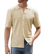 Men&#39;s Full Size Openwork Button Down Short Sleeve Shirt Plus Size - €37,21 EUR