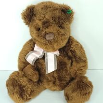Dark Brown Teddy Bear Furry Soft Plush Pink Ribbon 16&quot; Stuffed Animal - €14,44 EUR